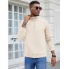imageCOOFANDY Mens Fashion Quarter Zip Pullover Long Sleeve Quilted Sweatshirt Plaid Jacquard Polo Mock Neck SweatersWhite