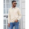 imageCOOFANDY Mens Fashion Quarter Zip Pullover Long Sleeve Quilted Sweatshirt Plaid Jacquard Polo Mock Neck SweatersWhite