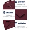 imageCOOFANDY Mens Fashion Quarter Zip Pullover Long Sleeve Quilted Sweatshirt Plaid Jacquard Polo Mock Neck SweatersWine Red