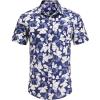 imageCOOFANDY Mens Hawaiian Shirts Short Sleeve Casual Button Down Tropical Beach ShirtB  Navy Blue  White Floral