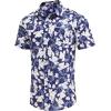 imageCOOFANDY Mens Hawaiian Shirts Short Sleeve Casual Button Down Tropical Beach ShirtB  Navy Blue  White Floral