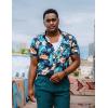 imageCOOFANDY Mens Hawaiian Shirts Short Sleeve Casual Button Down Tropical Beach ShirtBlack  Green Leaf