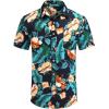 imageCOOFANDY Mens Hawaiian Shirts Short Sleeve Casual Button Down Tropical Beach ShirtBlack  Green Leaf