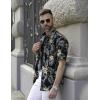 imageCOOFANDY Mens Hawaiian Shirts Short Sleeve Casual Button Down Tropical Beach ShirtBlack  Plam Leaf