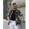 imageCOOFANDY Mens Hawaiian Shirts Short Sleeve Casual Button Down Tropical Beach ShirtBlack  Plam Leaf