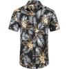 imageCOOFANDY Mens Hawaiian Shirts Short Sleeve Casual Button Down Tropical Beach ShirtBlack  Plam Leaf