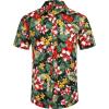 imageCOOFANDY Mens Hawaiian Shirts Short Sleeve Casual Button Down Tropical Beach ShirtBlack  Red Floral