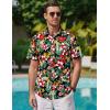 imageCOOFANDY Mens Hawaiian Shirts Short Sleeve Casual Button Down Tropical Beach ShirtBlack  Red Floral