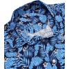 imageCOOFANDY Mens Hawaiian Shirts Short Sleeve Casual Button Down Tropical Beach ShirtBlack  Royal Blue Leaf