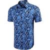 imageCOOFANDY Mens Hawaiian Shirts Short Sleeve Casual Button Down Tropical Beach ShirtBlack  Royal Blue Leaf