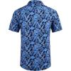 imageCOOFANDY Mens Hawaiian Shirts Short Sleeve Casual Button Down Tropical Beach ShirtBlack  Royal Blue Leaf