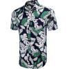 imageCOOFANDY Mens Hawaiian Shirts Short Sleeve Casual Button Down Tropical Beach ShirtBlack  White Green Leaf