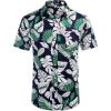 imageCOOFANDY Mens Hawaiian Shirts Short Sleeve Casual Button Down Tropical Beach ShirtBlack  White Green Leaf