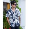 imageCOOFANDY Mens Hawaiian Shirts Short Sleeve Casual Button Down Tropical Beach ShirtBlack  White Leaf