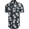 imageCOOFANDY Mens Hawaiian Shirts Short Sleeve Casual Button Down Tropical Beach ShirtBlack  White Pineapple
