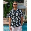 imageCOOFANDY Mens Hawaiian Shirts Short Sleeve Casual Button Down Tropical Beach ShirtBlack  White Pineapple