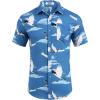 imageCOOFANDY Mens Hawaiian Shirts Short Sleeve Casual Button Down Tropical Beach ShirtBlue  White Crane