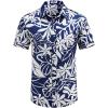 imageCOOFANDY Mens Hawaiian Shirts Short Sleeve Casual Button Down Tropical Beach ShirtBlue  White Floral