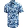 imageCOOFANDY Mens Hawaiian Shirts Short Sleeve Casual Button Down Tropical Beach ShirtBlue  White Plam Leaf