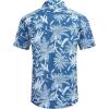 imageCOOFANDY Mens Hawaiian Shirts Short Sleeve Casual Button Down Tropical Beach ShirtBlue  White Plam Leaf