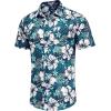 imageCOOFANDY Mens Hawaiian Shirts Short Sleeve Casual Button Down Tropical Beach ShirtGreen  White Floral