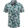 imageCOOFANDY Mens Hawaiian Shirts Short Sleeve Casual Button Down Tropical Beach ShirtGreen  White Leaf