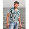 imageCOOFANDY Mens Hawaiian Shirts Short Sleeve Casual Button Down Tropical Beach ShirtGreen  White Leaf