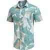 imageCOOFANDY Mens Hawaiian Shirts Short Sleeve Casual Button Down Tropical Beach ShirtGreen  Yellow Leaf