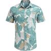 imageCOOFANDY Mens Hawaiian Shirts Short Sleeve Casual Button Down Tropical Beach ShirtGreen  Yellow Leaf