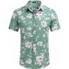 imageCOOFANDY Mens Hawaiian Shirts Short Sleeve Casual Button Down Tropical Beach ShirtLight Green  White Floral