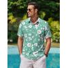 imageCOOFANDY Mens Hawaiian Shirts Short Sleeve Casual Button Down Tropical Beach ShirtLight Green  White Floral