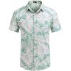 imageCOOFANDY Mens Hawaiian Shirts Short Sleeve Casual Button Down Tropical Beach ShirtLight Green  White Leaf
