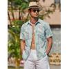 imageCOOFANDY Mens Hawaiian Shirts Short Sleeve Casual Button Down Tropical Beach ShirtLight Green  White Leaf