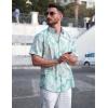 imageCOOFANDY Mens Hawaiian Shirts Short Sleeve Casual Button Down Tropical Beach ShirtLight Green  White Leaf