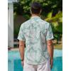 imageCOOFANDY Mens Hawaiian Shirts Short Sleeve Casual Button Down Tropical Beach ShirtLight Green  White Leaf