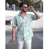 imageCOOFANDY Mens Hawaiian Shirts Short Sleeve Casual Button Down Tropical Beach ShirtLight Green  White Leaf