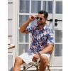 imageCOOFANDY Mens Hawaiian Shirts Short Sleeve Casual Button Down Tropical Beach ShirtNavy Blue  Pink Floral