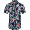 imageCOOFANDY Mens Hawaiian Shirts Short Sleeve Casual Button Down Tropical Beach ShirtNavy Blue  Plam Leaf