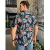 imageCOOFANDY Mens Hawaiian Shirts Short Sleeve Casual Button Down Tropical Beach ShirtNavy Blue  Plam Leaf