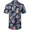 imageCOOFANDY Mens Hawaiian Shirts Short Sleeve Casual Button Down Tropical Beach ShirtNavy Blue  Plam Leaf