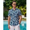 imageCOOFANDY Mens Hawaiian Shirts Short Sleeve Casual Button Down Tropical Beach ShirtNavy Blue  White Leaf