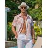 imageCOOFANDY Mens Hawaiian Shirts Short Sleeve Casual Button Down Tropical Beach ShirtPink  White Floral