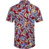 imageCOOFANDY Mens Hawaiian Shirts Short Sleeve Casual Button Down Tropical Beach ShirtRed  Blue Leaf