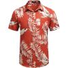 imageCOOFANDY Mens Hawaiian Shirts Short Sleeve Casual Button Down Tropical Beach ShirtRed  Leaf