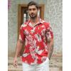 imageCOOFANDY Mens Hawaiian Shirts Short Sleeve Casual Button Down Tropical Beach ShirtRed  Leaf