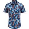imageCOOFANDY Mens Hawaiian Shirts Short Sleeve Casual Button Down Tropical Beach ShirtRoyal Blue  Red Leaf