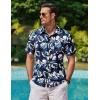 imageCOOFANDY Mens Hawaiian Shirts Short Sleeve Casual Button Down Tropical Beach ShirtRoyal Blue  White Leaf