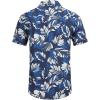 imageCOOFANDY Mens Hawaiian Shirts Short Sleeve Casual Button Down Tropical Beach ShirtRoyal Blue  White Leaf
