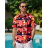 imageCOOFANDY Mens Hawaiian Shirts Short Sleeve Casual Button Down Tropical Beach ShirtSunset Red