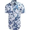 imageCOOFANDY Mens Hawaiian Shirts Short Sleeve Casual Button Down Tropical Beach ShirtWhite  Blue Floral